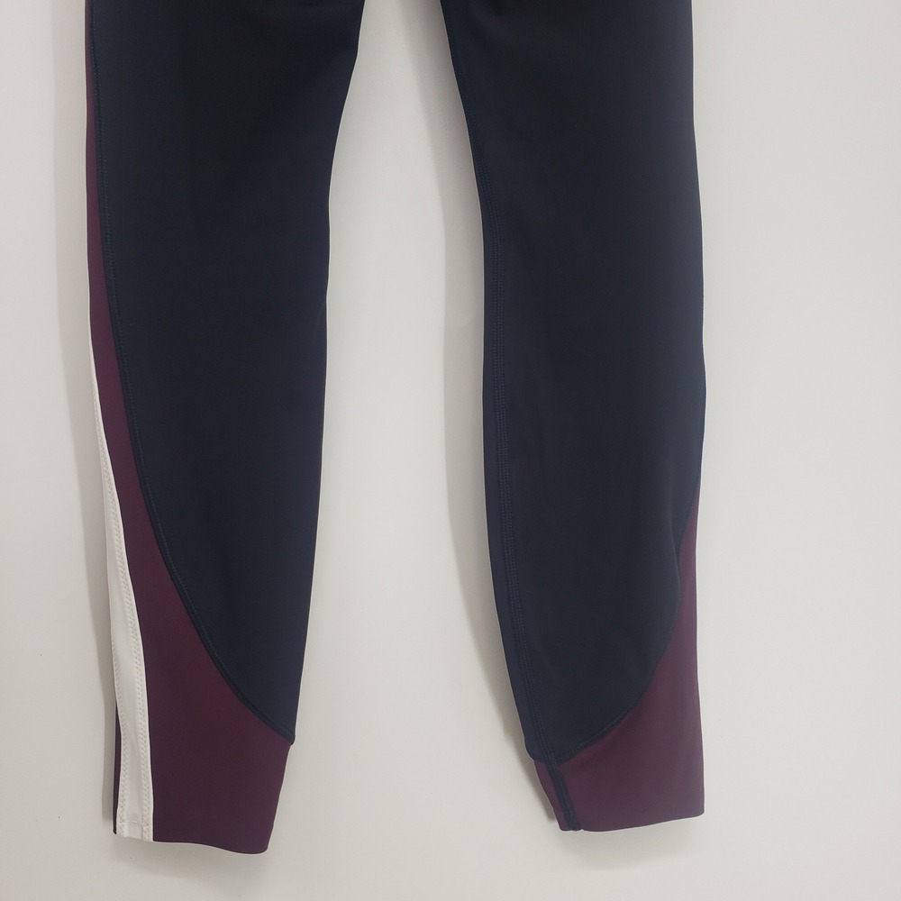 Athleta Crunch 7/8 Leggings Women XXS Black Burgundy Colorblock Stripe Workout - Picture 9 of 10